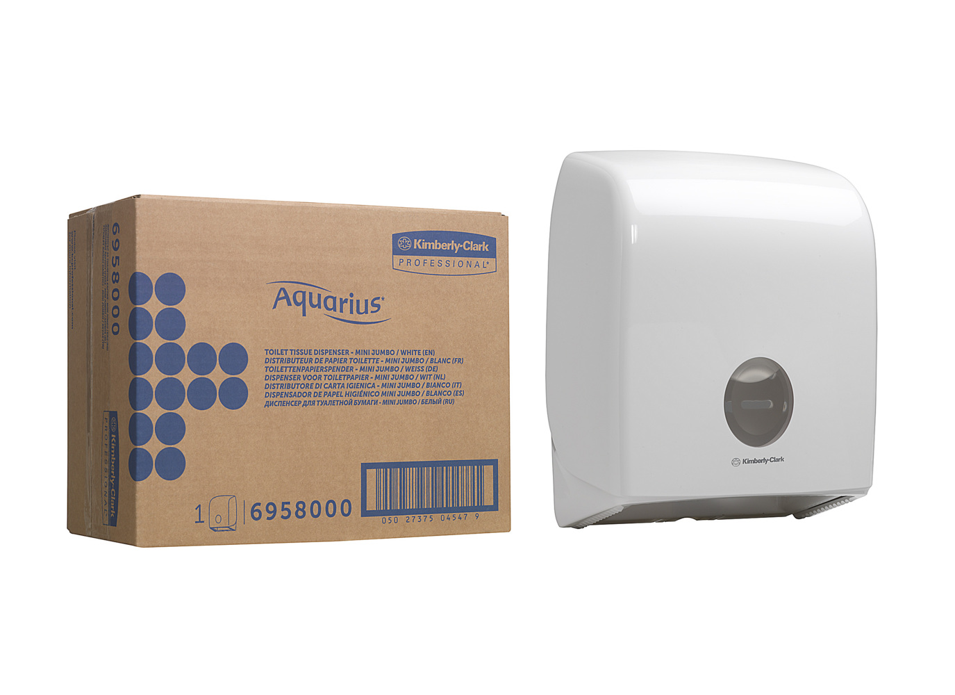 Distributeur de papier toilette simple rouleau Mini Jumbo Aquarius™ 6958 - Blanc - 6958