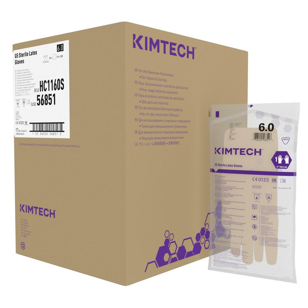 Kimtech™ G5 Guanti sterili in lattice specifici per mano HC1160S - Naturale, misura 6, 10x20 paia (400 guanti), lunghezza 30,5 cm - HC1160S