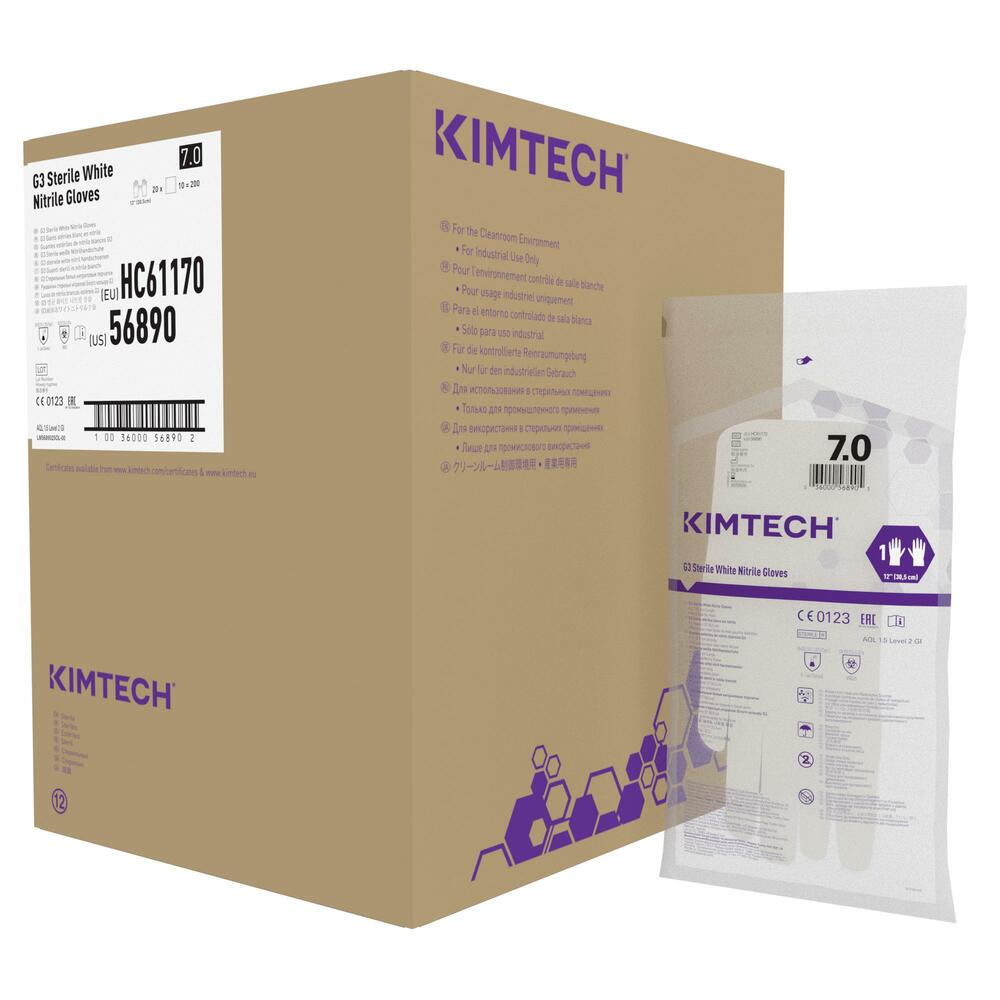 Kimtech™ G3 Guanti sterili in nitrile bianco specifici per mano HC61170 - Bianco, misura 7, 10x20 paia (400 guanti), lunghezza 30,5 cm - HC61170