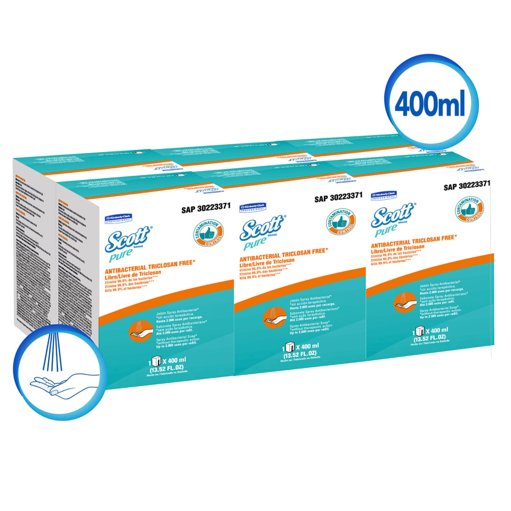 Scott® Pure Jabón Antibacterial en Spray 30223371 - 6 x 400 ml (2400 ml Total) - S050463952