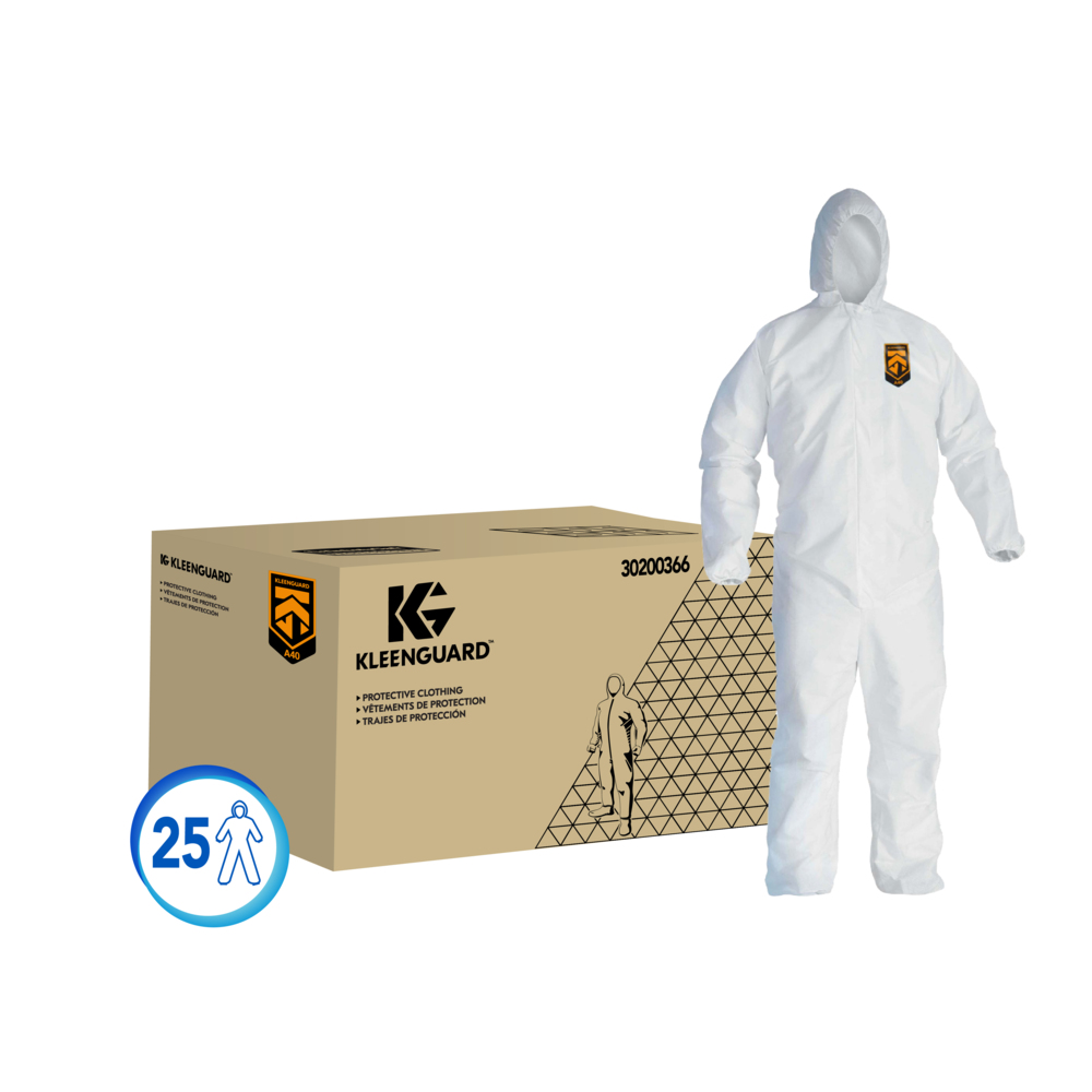 KleenGuard® Traje de Protección  A40+, 30200366, Trajes de Protección, Talla M, 1 caja x 25 trajes (25 en total) - S000007915