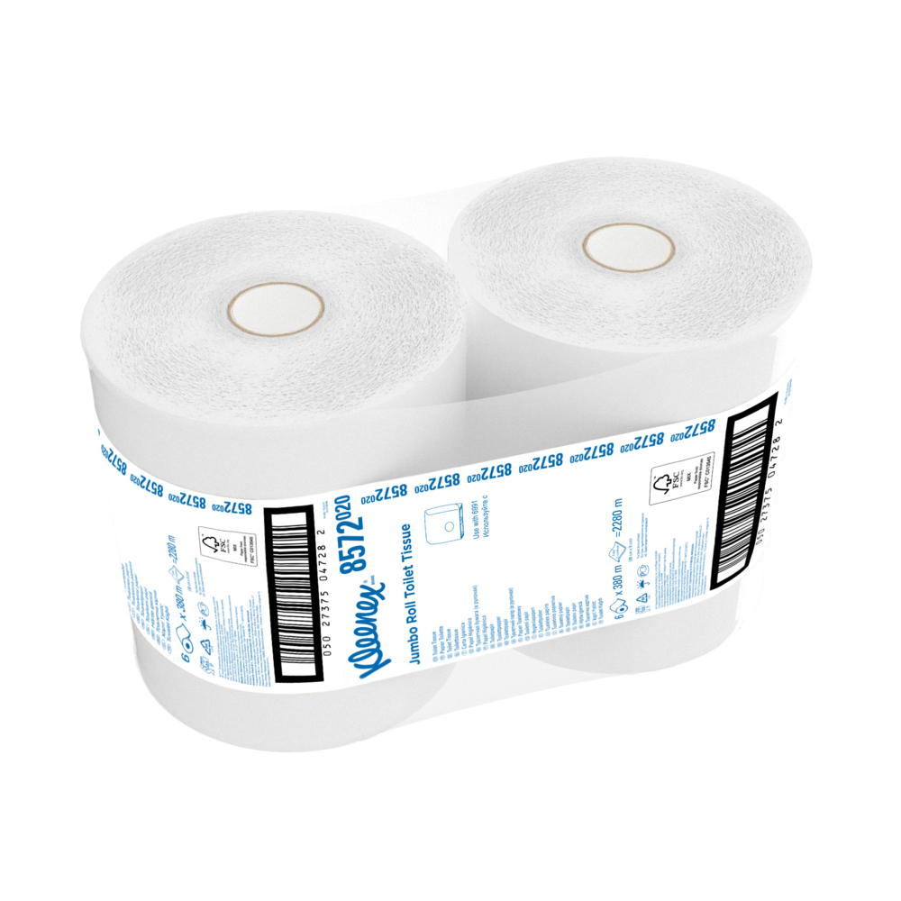 Kleenex® de papel higiénico Jumbo 8572, 1000 hojas blancas de 2