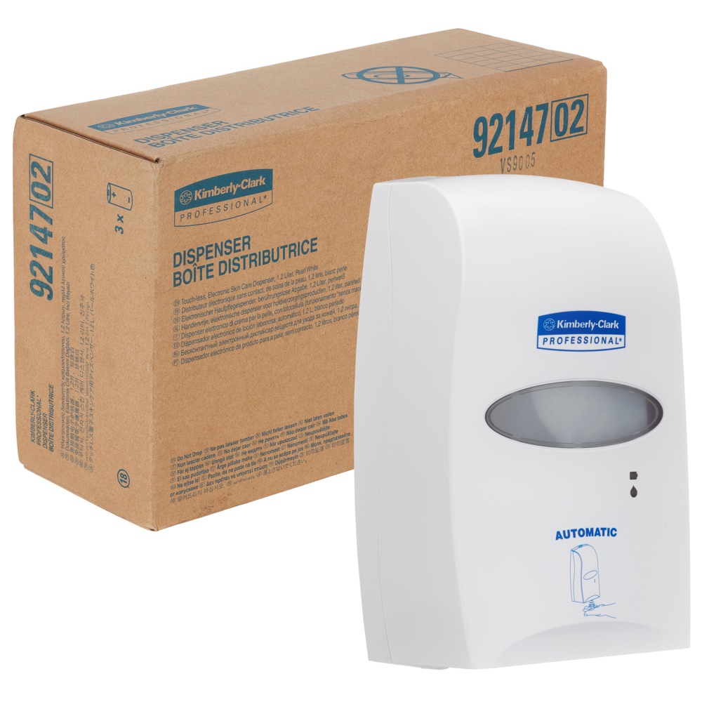 Dispensador de jabón de manos automático sin contacto Kimberly-Clark  Professional™ 92147 - 1 dispensador de desinfectante de manos blanco (apto  para recambios de 1,2 litros)