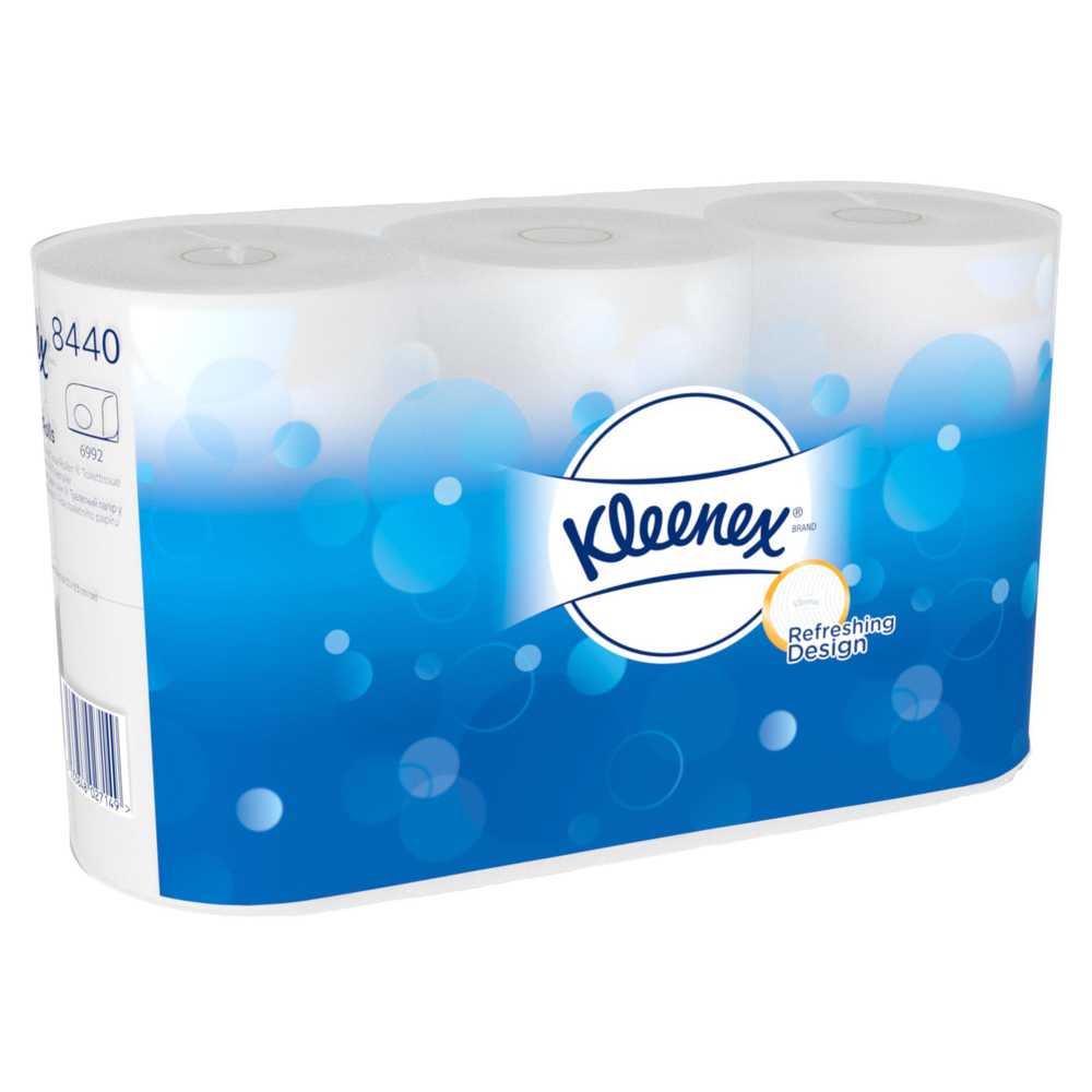 Kleenex® Essential™ Papel higiénico en rollo estándar 8440, 36 rollos x 350  hojas blancas de 3 capas (12600 hojas)