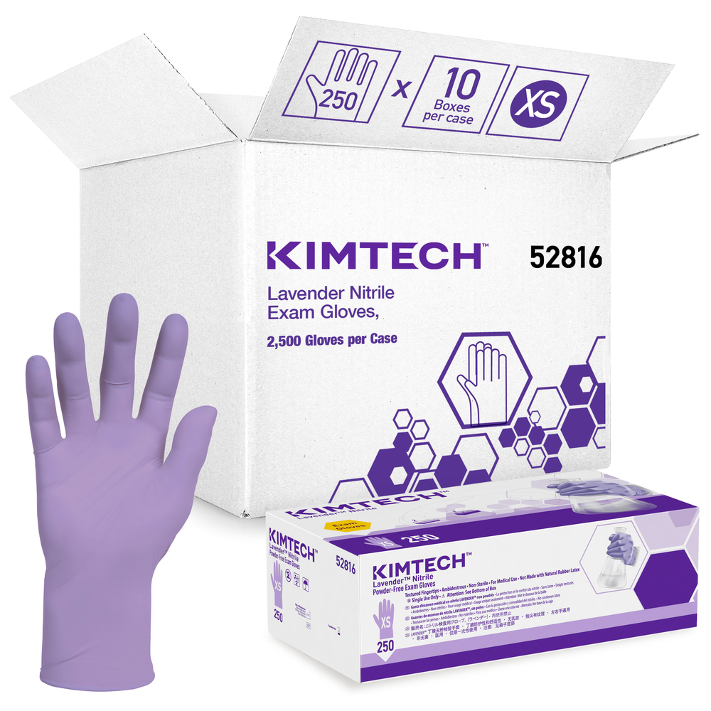 Kimtech™ ラベンダーニトリル実験用手袋（52816）、薄型ミル、2.8ミル 