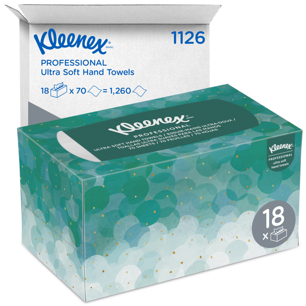 Kleenex® Ultra™ Soft Pop-Up Interfolded Hand Towels 1126 - Luxury Paper Hand  Towels - 18 Boxes x 70 White Folded Paper Towels (1,260 Total)