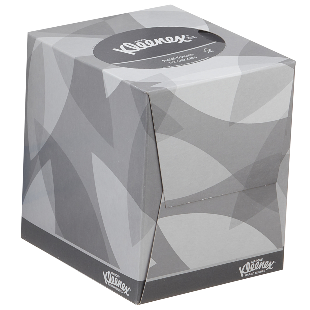 KLEENEX Boîte rectangulaire de 72 mouchoirs 3 plis, format 20 x 20 cm  coloris blanc