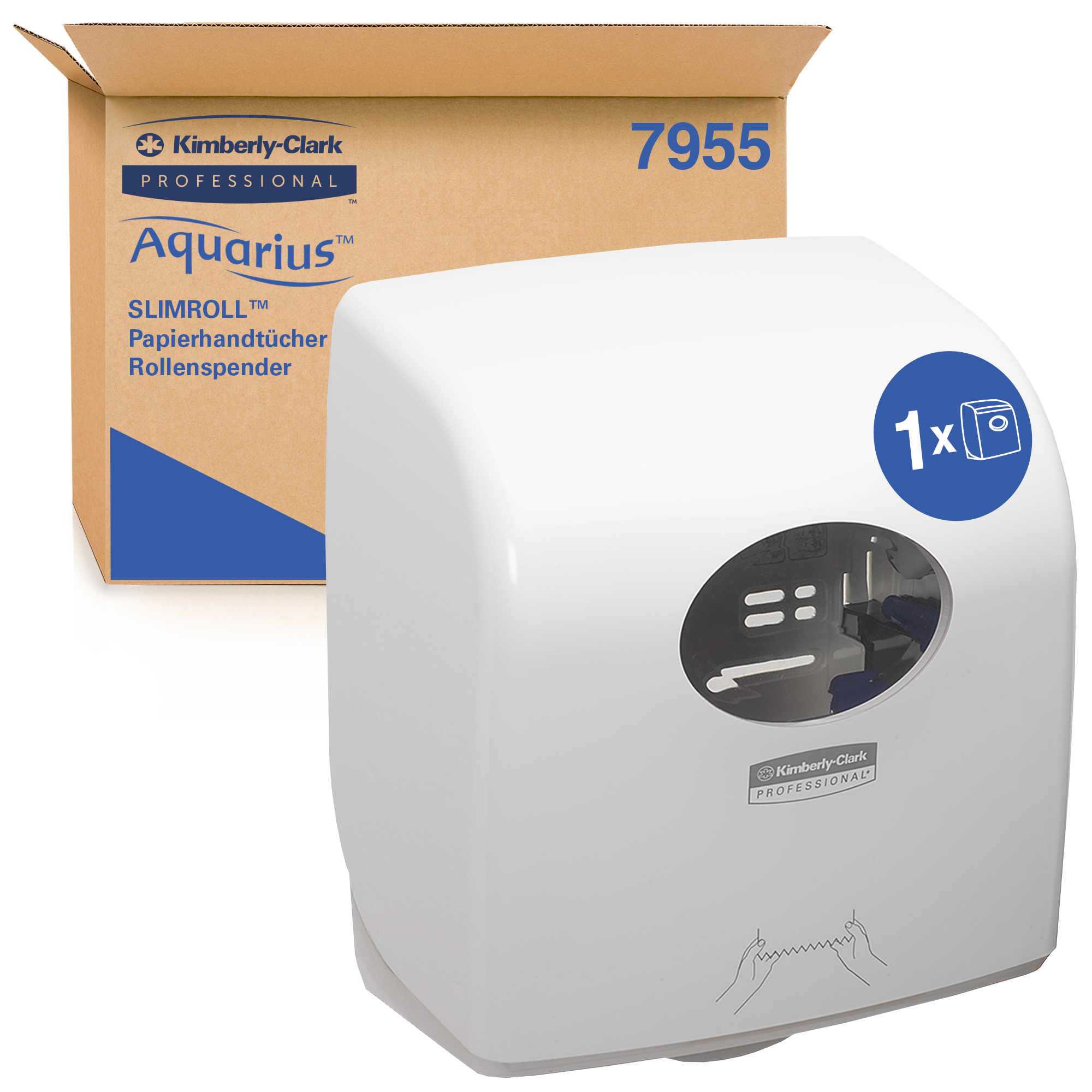 Aquarius Slimroll Rolled Hand Towel Dispenser 7955 White Kimberly Clark Professional