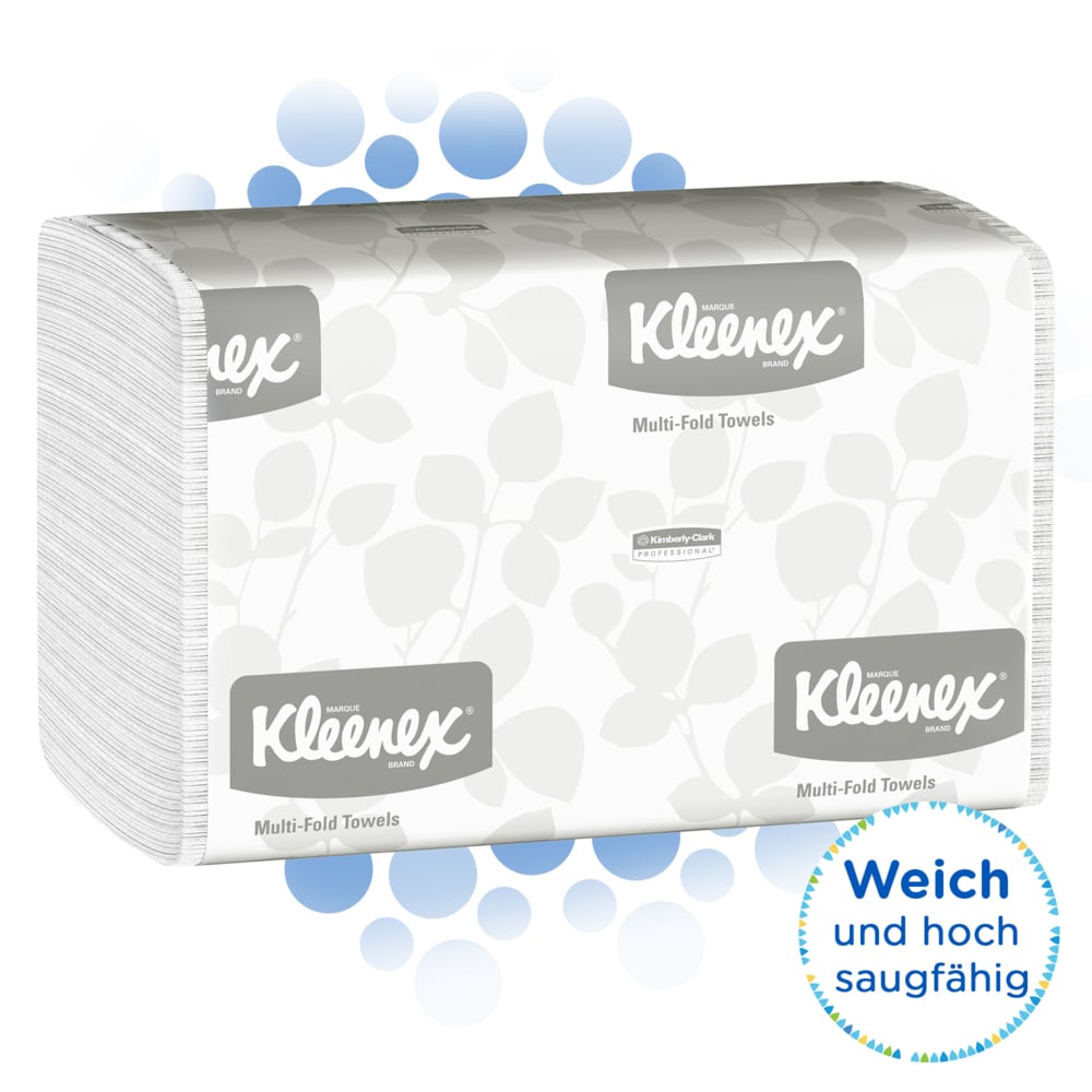 Essuie-mains Kleenex® 1890 - Essuie-mains en papier enchevêtrés - 16 paquets x 150 essuie-mains en papier blancs (2 400 au total) - 1890