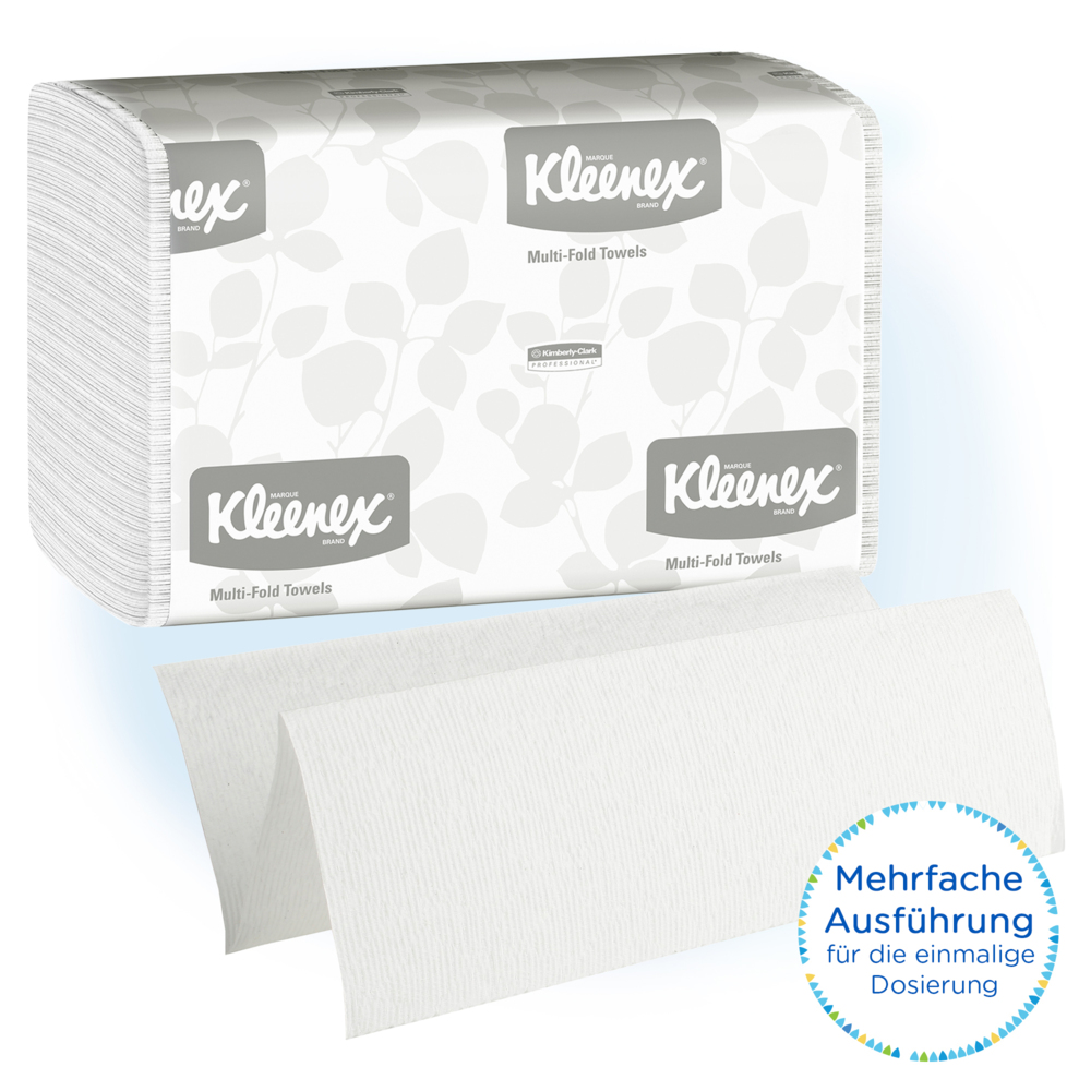 Essuie-mains Kleenex® 1890 - Essuie-mains en papier enchevêtrés - 16 paquets x 150 essuie-mains en papier blancs (2 400 au total) - 1890