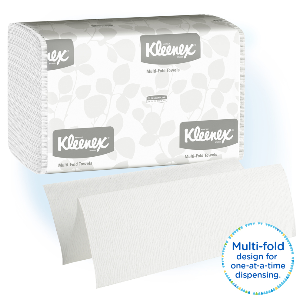 Essuie-mains Kleenex® 1890 - Essuie-mains en papier enchevêtrés - 16 paquets x 150 essuie-mains en papier blancs (2 400 au total) - 1890