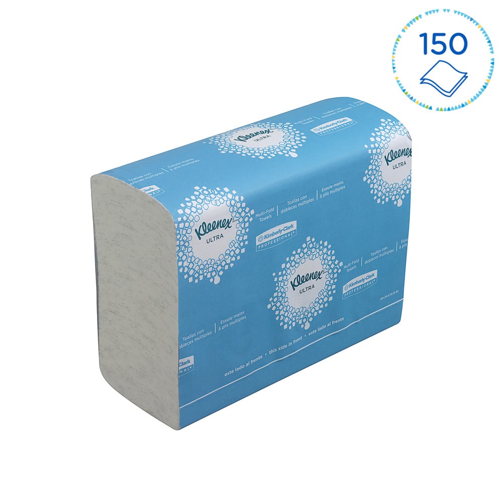 Essuie-mains enchevêtrés Kleenex® Ultra™ 4632 - 150 blancs 2 épaisseurs par paquet (16 paquets par boîte) - 4632