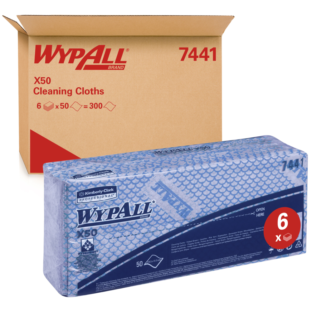 Chiffons de nettoyage à code couleur WypAll® X50 7441 - Chiffons
