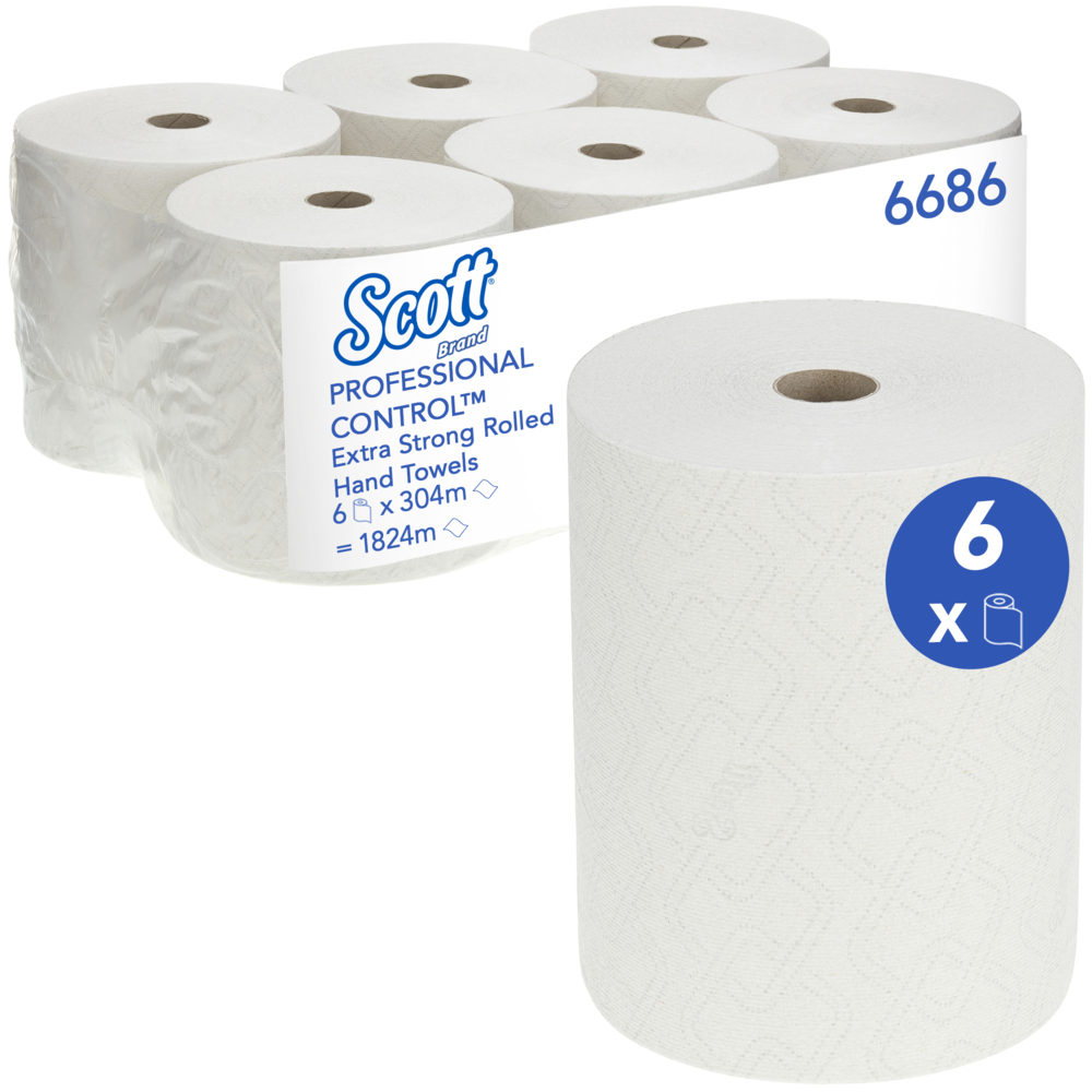Scott essuie-mains en papier sur rouleau, 1 pli, 304 mètres, paquet de 6  pièces