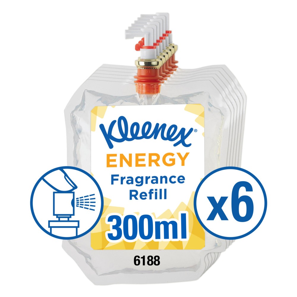Kleenex® Duft -Lufterfrischer Energy – Nachfüllpackung 6188, transparent, 6  x 300 ml (1.800 ml gesamt)