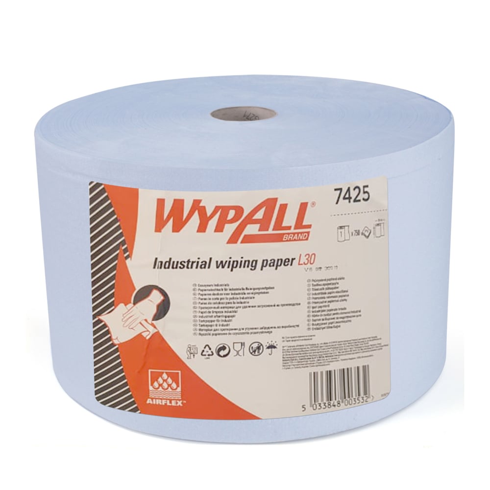 WypAll® L30 ULTRA+ Wiper Roll (7425), Blue, 1 Roll / Case, 750 Sheets / Roll (750 Sheets) - S050064518