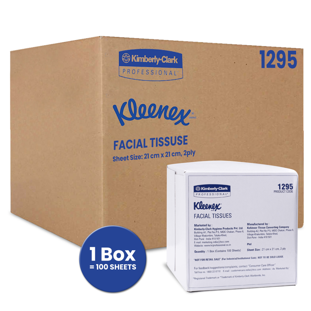 Kleenex® Facial Tissue Cube (1295), White 2-Ply, 60 Boxes / Case, 100 Tissues / Box (6,000 Tissues) - S050058726