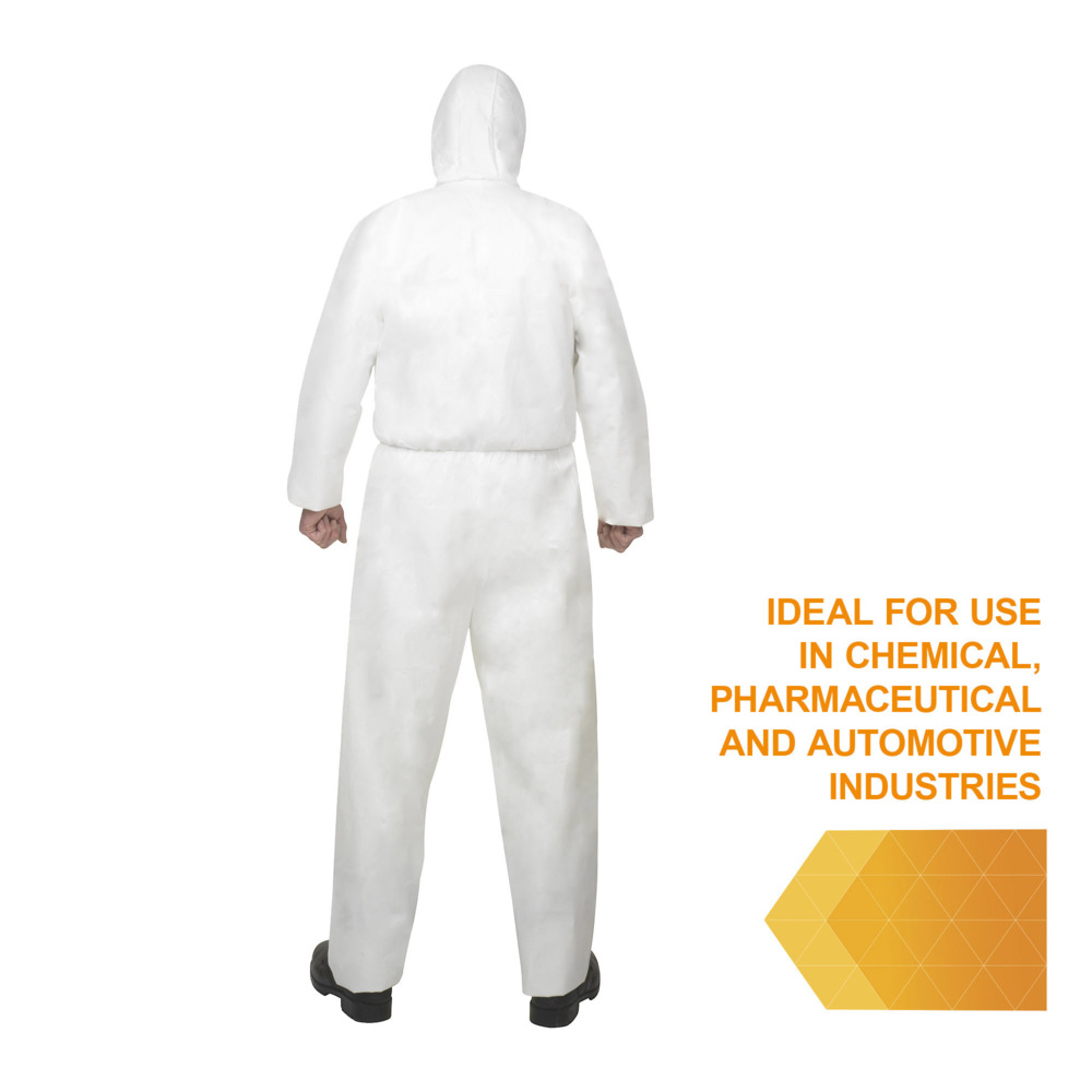 KleenGuard® A40 Liquid & Particle Protection Hooded Coveralls (97910), Medium White Coveralls, 25 Coveralls/Case, 1 Coverall / Pack (25 coveralls) - S057806951