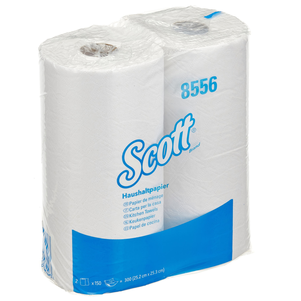 Scott® Comfort-keukenpapier 8556 - 2-laags keukenrol - 6 pakketten van 2 keukenrollen x 150 vellen (12 keukenrollen / 1800 vellen keukenpapier) - 8556