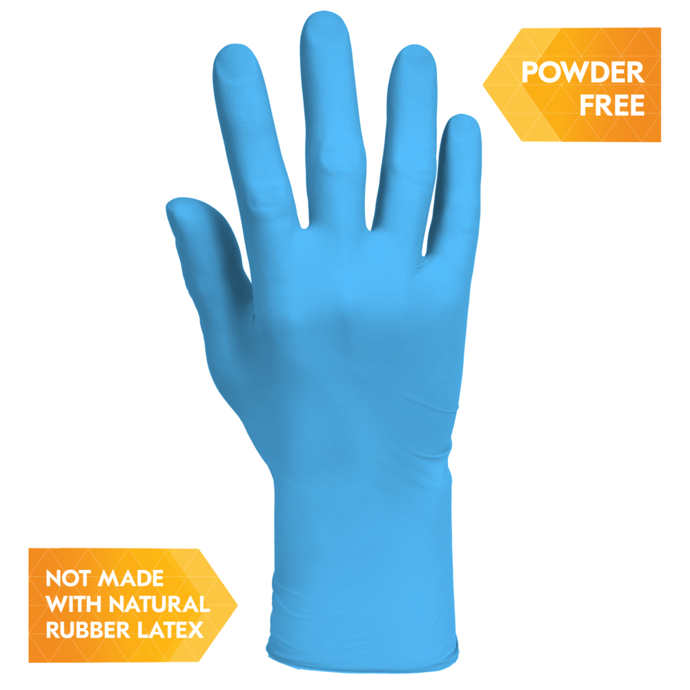 KleenGuard® G10 Flex™ Blue Nitrile Gloves (54332), Sarung Tangan Sekali Pakai Bersensitifitas Tinggi, 10 Kotak / Karton, 100 Sarung Tangan APD Biru Ukuran Kecil / Kotak (1,000 Total) - 991054332