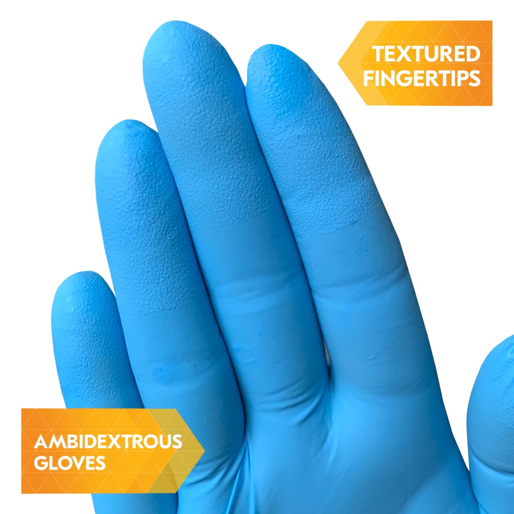 KleenGuard® G10 2PRO Blue Nitrile Gloves 54421 - Sarung Tangan Sekali Pakai yang Kuat - 10 Kotak x 100 Sarung Tangan APD Biru, S (1,000 Total) - 991054421