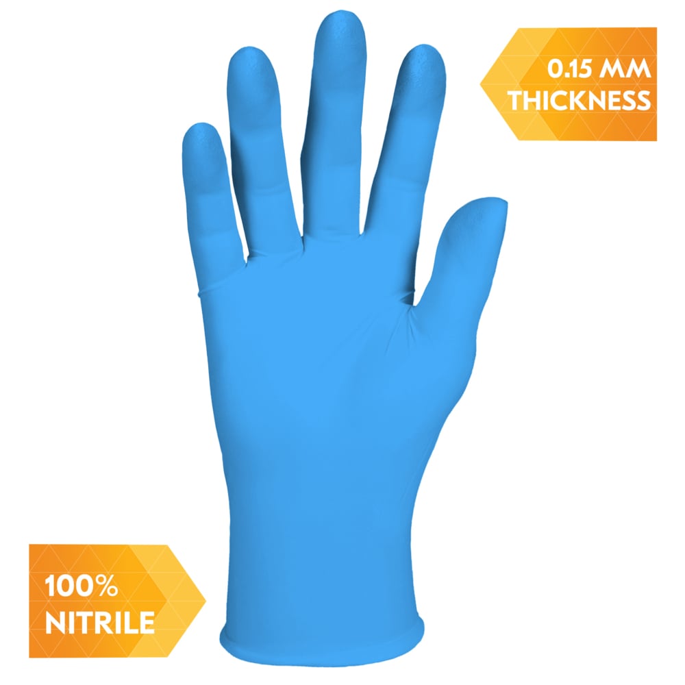 KleenGuard® G10 2PRO Blue Nitrile Gloves 54421 - Sarung Tangan Sekali Pakai yang Kuat - 10 Kotak x 100 Sarung Tangan APD Biru, S (1,000 Total) - 991054421