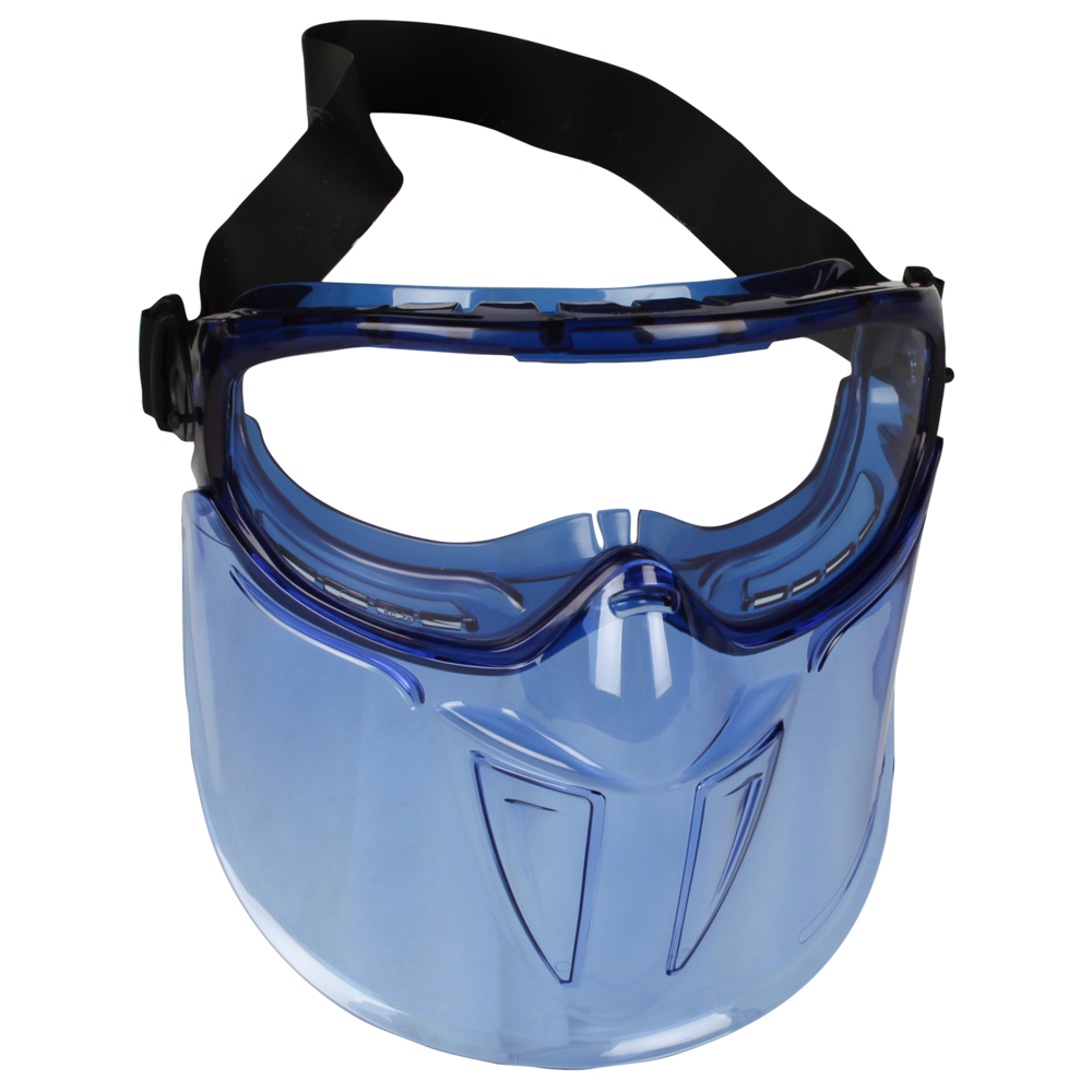KleenGuard™ V90 Goggles with Face Shield (18629), with Anti-Fog Coating, Lenses, Blue Frame, Blue Sheild, Unisex for Men and Women (Qty 6)