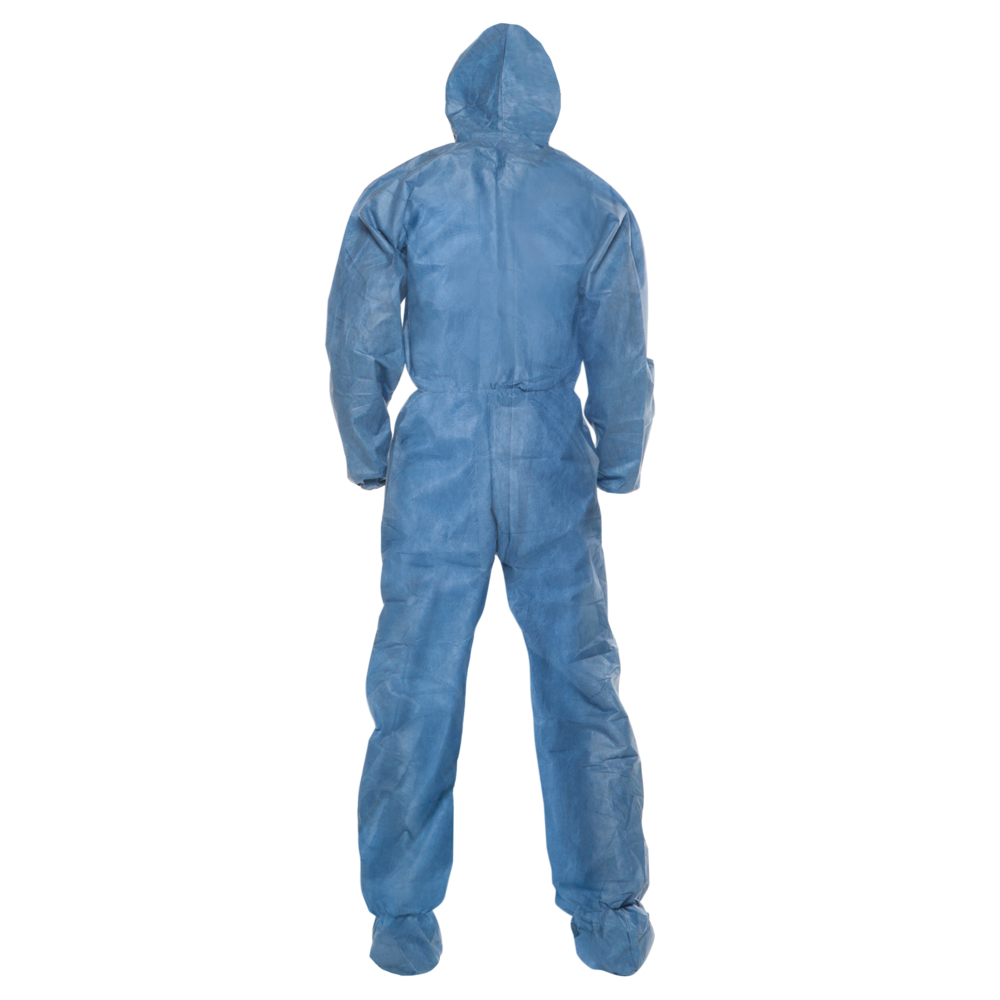 KleenGuard™ A20 Breathable Particle Protection Coveralls (58527), Zipper Front, Elastic Back, Wrists, Ankles, Hood & Boots, Blue, Reflex Design, 4XL (Qty 20) - 58527