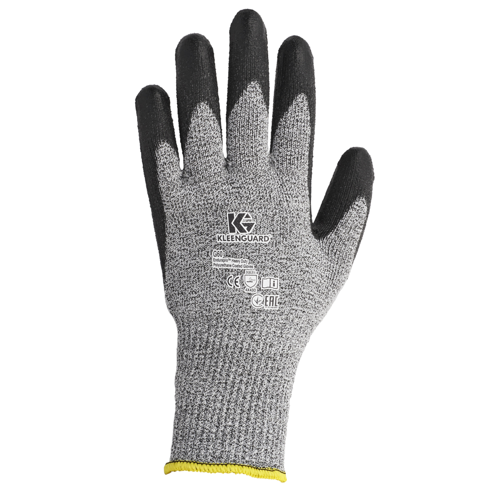 KleenGuard™ G60 EN Level 5 Polyurethane Coated Cut Resistant Gloves  (98238), Black, XL, 12 Pairs / Bag, 1 Bag