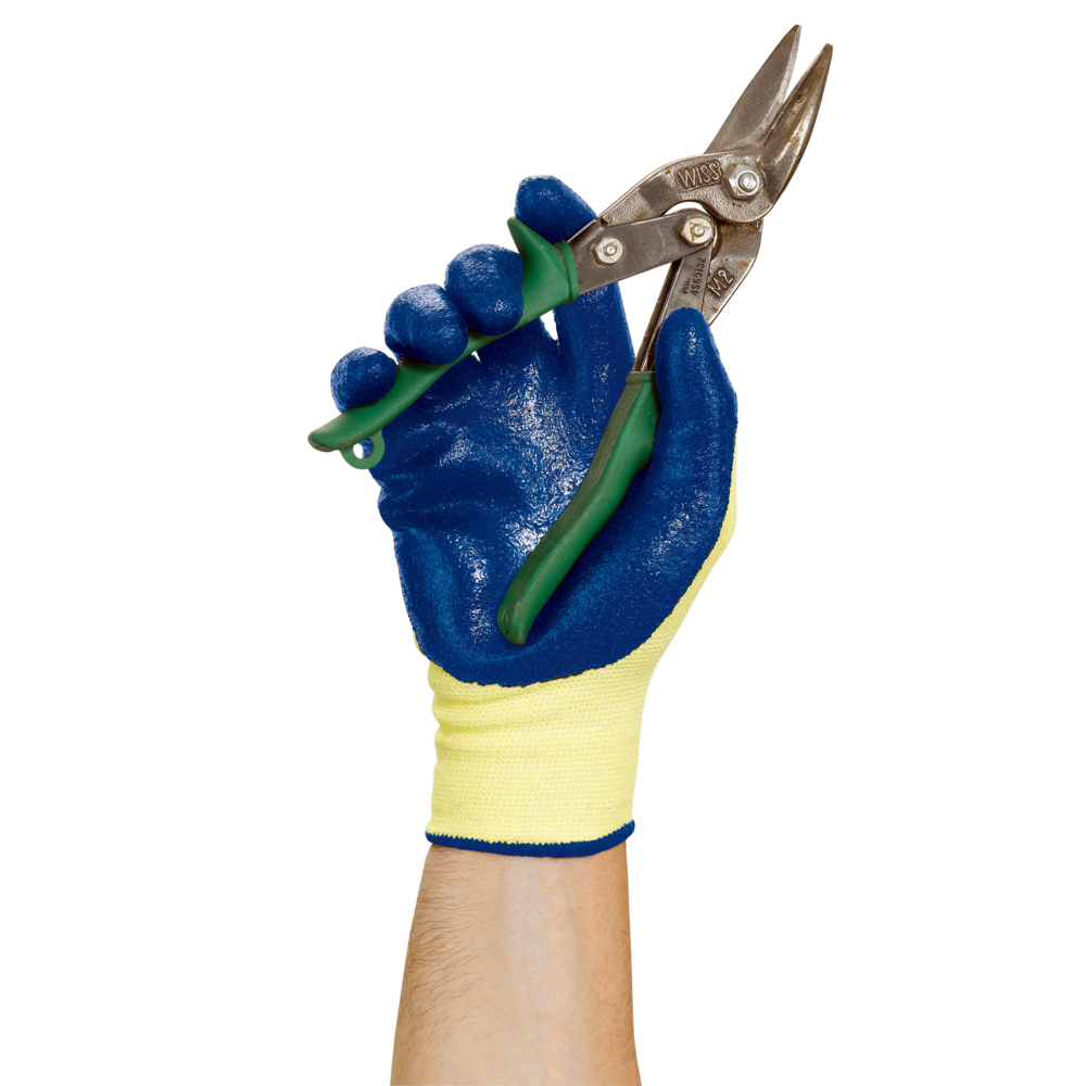 KleenGuard™ G60 Level 2 Nitrile Coated Cut Resistant Gloves (98233), Blue & Yellow, XL (10), 60 Pairs/ Case, 5 Bags of 12 Pairs - 98233