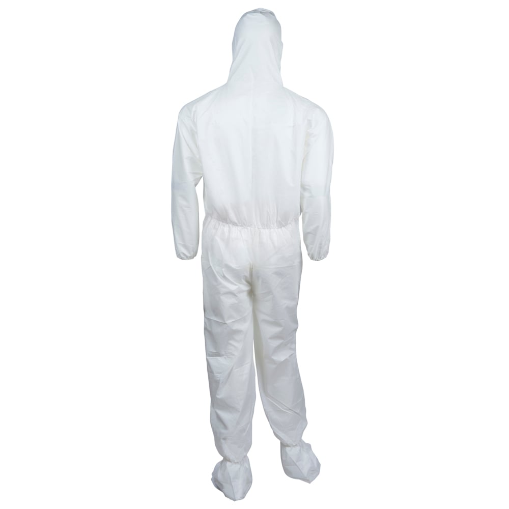 KleenGuard™ A30 Breathable Splash & Particle Protection Coveralls (46127), Zipper Front, Elastic Back, Wrists, Ankles, Hood & Boots, White, Reflex Design, 4XL (Qty 21) - 46127