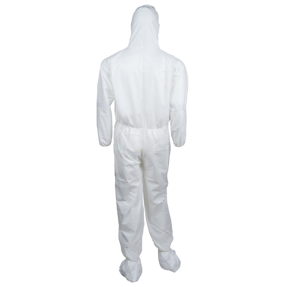 KleenGuard™ A30 Breathable Splash & Particle Protection Coveralls (46123), Zipper Front, Elastic Back, Wrists, Ankles, Hood & Boots, White, Reflex Design, Large (Qty 25) - 46123