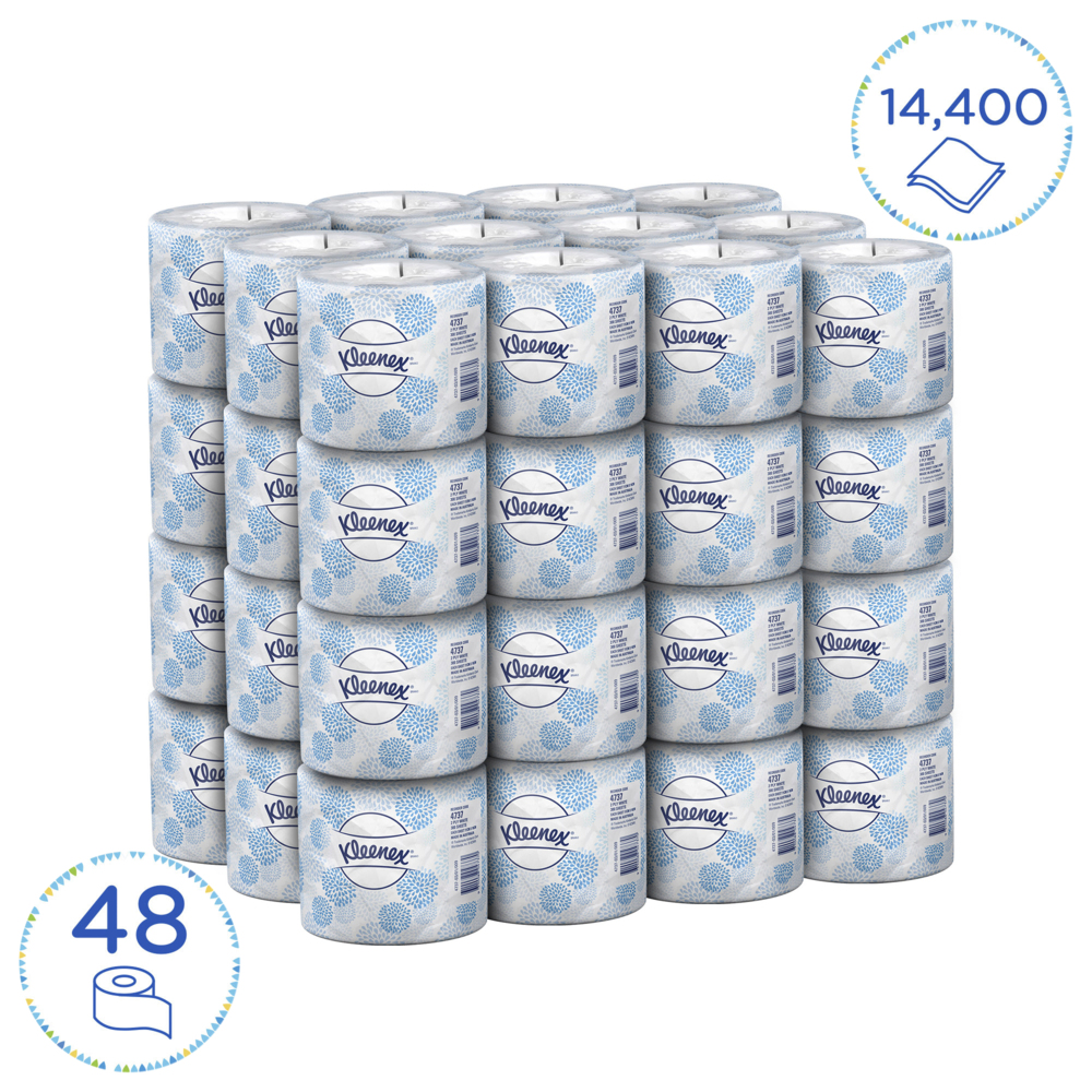 KLEENEX® Executive Toilet Tissue (4737), 2 Ply, 48 Rolls / Case, 300 Sheets / Roll (14,400 Sheets) - 4737