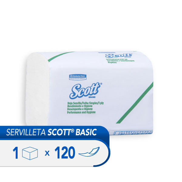 Scott® Airflex – Servilleta Intercalada, Económica, 120 Hojas / Paq, 30 Paquetes / Caja (3600 Hojas)​, 30209601 - S050397089