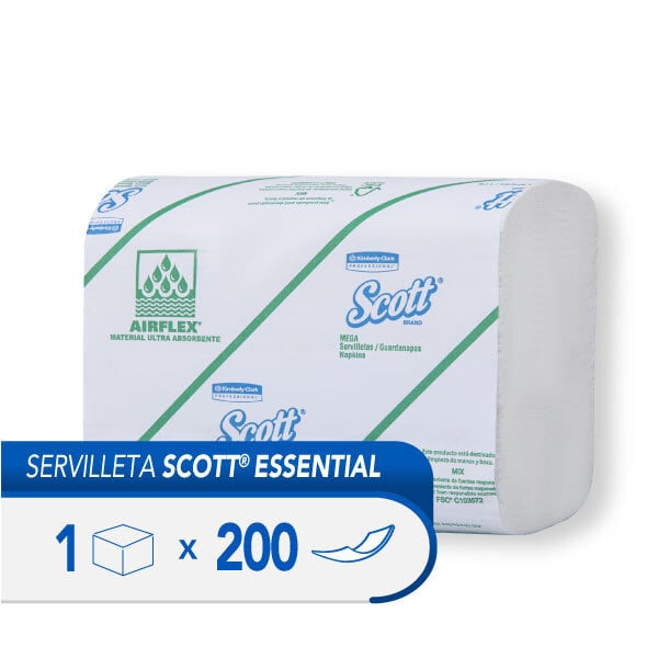 Scott® Airflex Mega – Servilleta, Intercalada, 200 Hojas / Paq, 15 Paquetes / Caja (3000 Hojas)​, 30209703 - S050397088