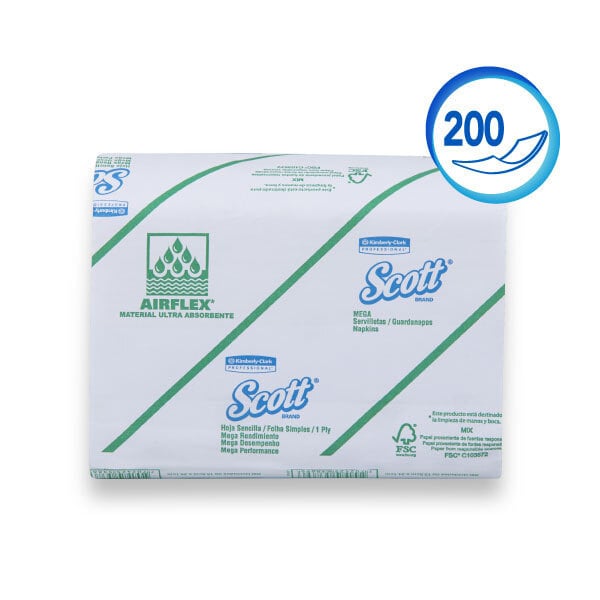 Scott® Airflex Mega – Servilleta, Intercalada, 200 Hojas / Paq, 15 Paquetes / Caja (3000 Hojas)​, 30209703 - S050397088