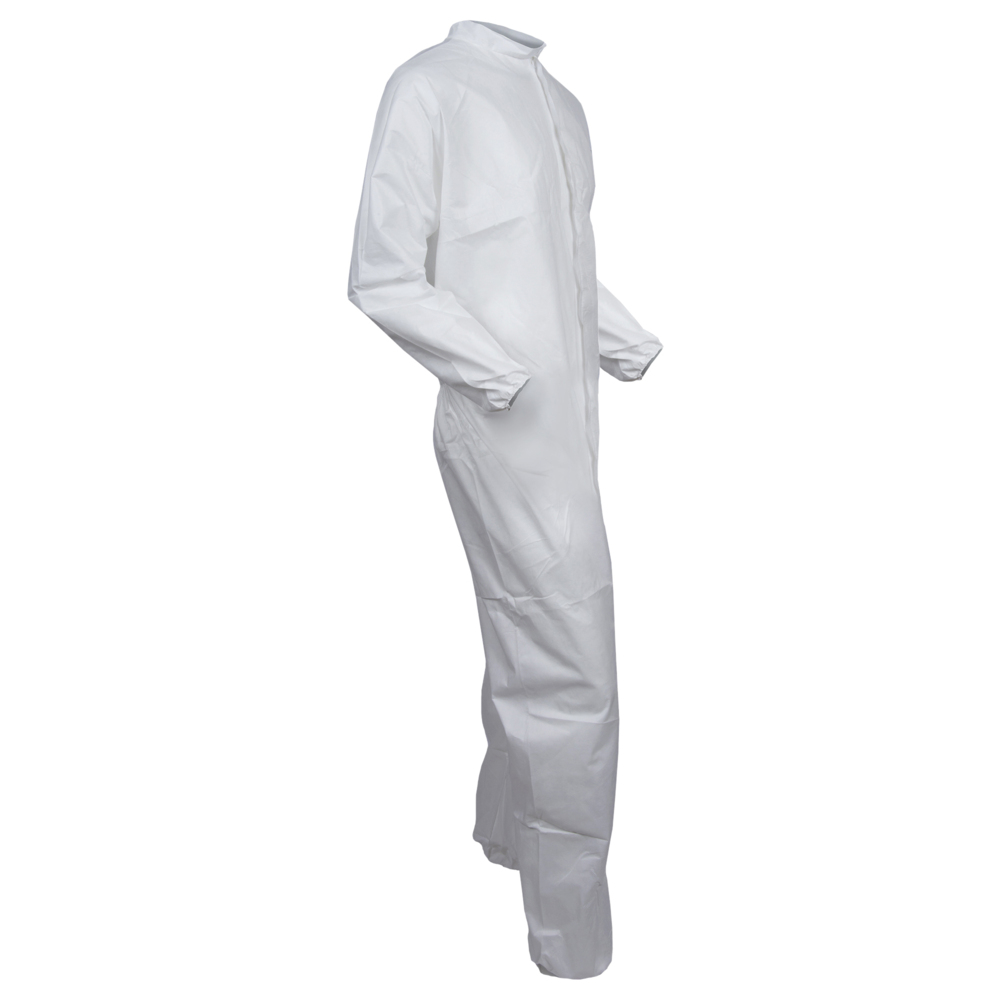 KleenGuard™ KGA20 Lightweight Coveralls for Non-Hazardous Particulate Protection (68970), Zip Front, Elastic Wrists, Open Ankles, White, 4X-Large (Qty 50) - 68970