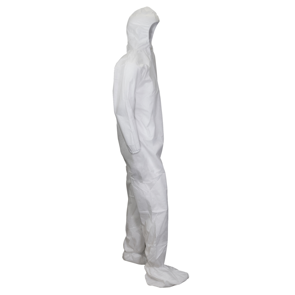 KleenGuard™ KGA20 Lightweight Coveralls for Non-Hazardous Particulate Protection (68981), Hood and Boot, Zip Front, Elastic Wrists and Ankles, White, 4X-Large (Qty 50) - 68981
