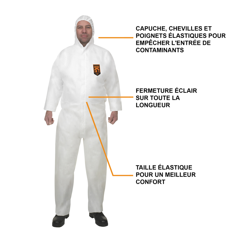 KleenGuard® A20 ademende, deeltjesbeschermende overalls met capuchon 95190 - PBM - 25 x witte overalls voor eenmalig gebruik in maat 2XL - 95190