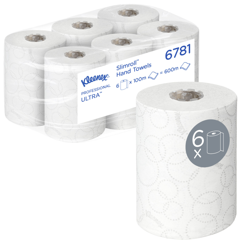 Papel secamanos en rollo Kleenex® Ultra™ Slimroll™ 6781 - Secamanos en  rollo de 2 capas - 6 rollos de papel secamanos en blanco x 100 m