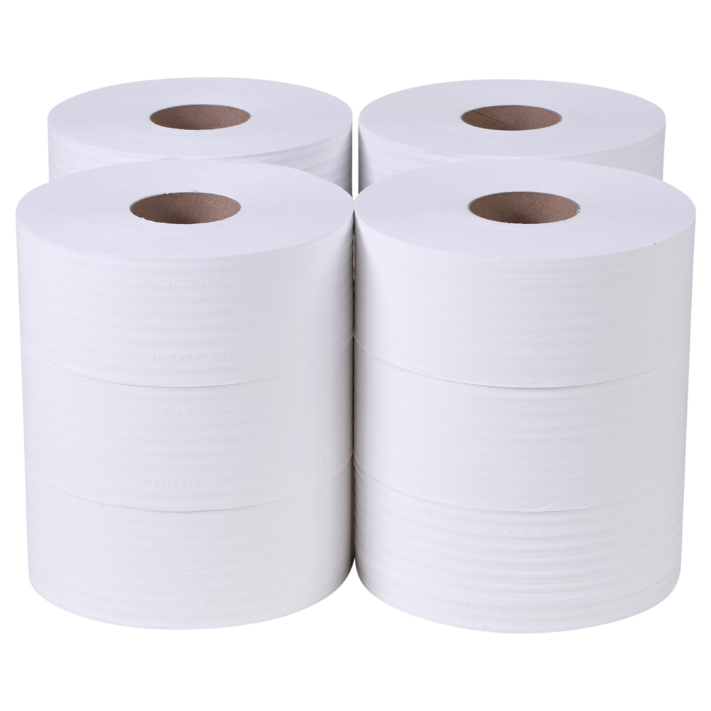 กระดาษชำระแบบม้วนใหญ่ JRT Kimsoft® (03719), สีขาว 2 ชั้น, 12 ม้วน / ลัง, 300 เมตร / ม้วน (รวม 3,600 เมตร) - S050058840