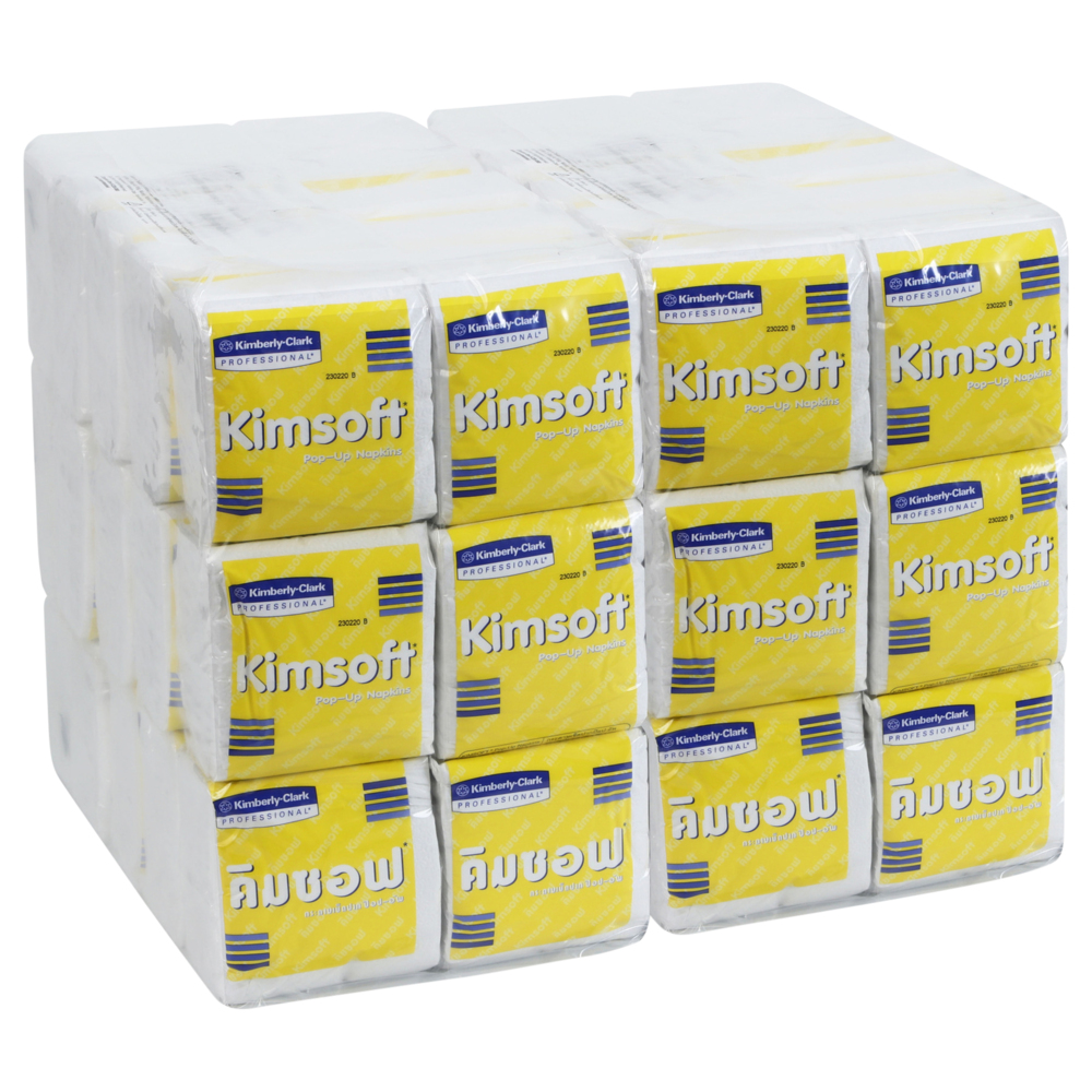 กระดาษทิชชู่เช็ดปากแบบป๊อปอัพ Kimsoft® (33766), สีขาว, 2 ถุง / ลัง, 30 แพ็ค / ถุง, 200 แผ่น / แพ็ค (รวม 12000 แผ่น) - S054232985