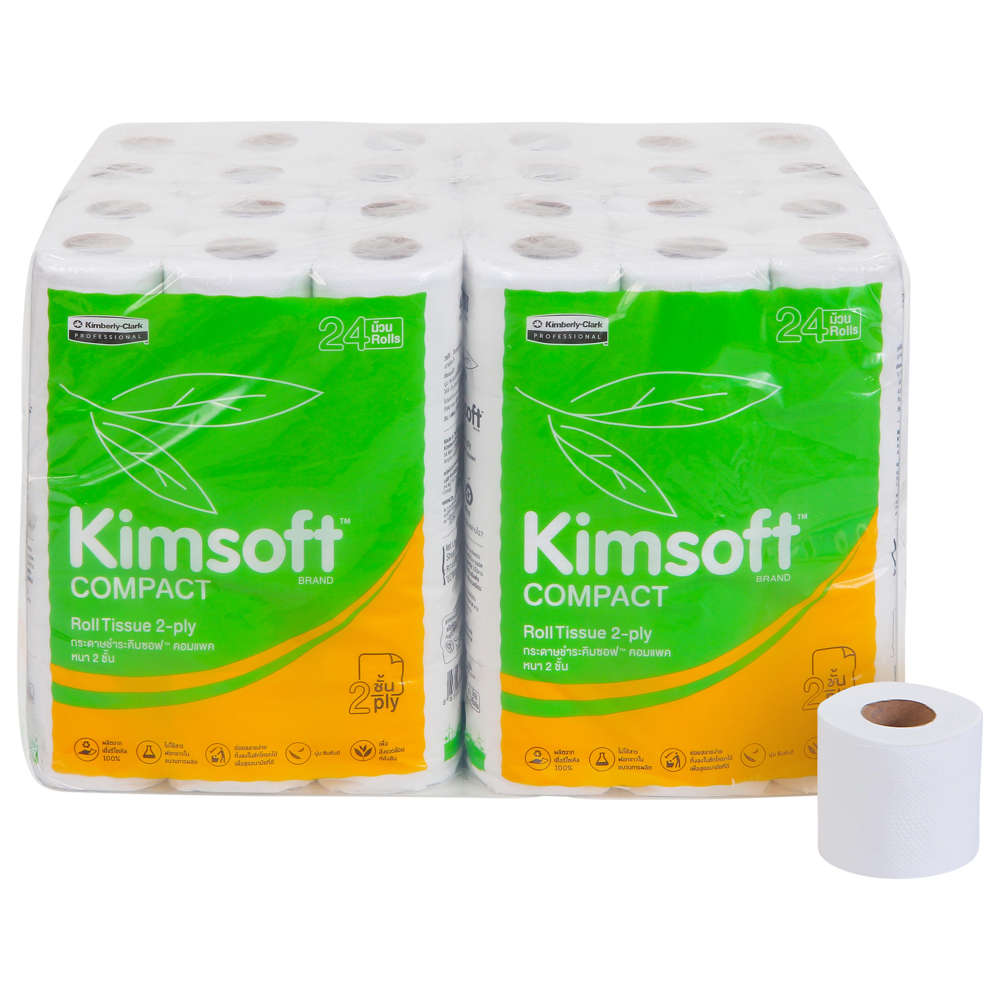 กระดาษชำระแบบม้วนมาตรฐาน SRT Kimsoft® COMPACT (4091), 14 เมตร / ม้วน, 4 แพ็ค / ลัง, 24 ม้วน / แพ็ค (รวม 96 ม้วน) - S060764012
