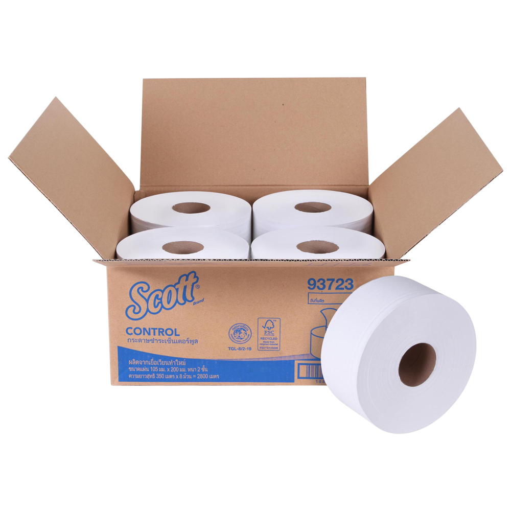 กระดาษชำระแบบดึงตรงกลาง CenterPull Scott® CONTROL (93723), สีขาว 2 ชั้น, 8 ม้วน / ลัง, 350 เมตร / ม้วน (รวม 2,800 เมตร) - 93723