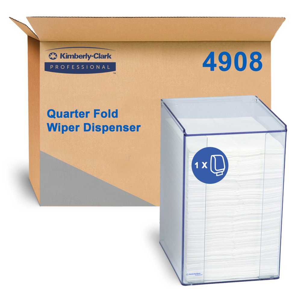 KIMBERLY-CLARK PROFESSIONAL® Quarter Fold Wiper Dispenser (4908), Wiper Dispenser, 1 Clear, Acrylic Dispenser / Case - 99104908