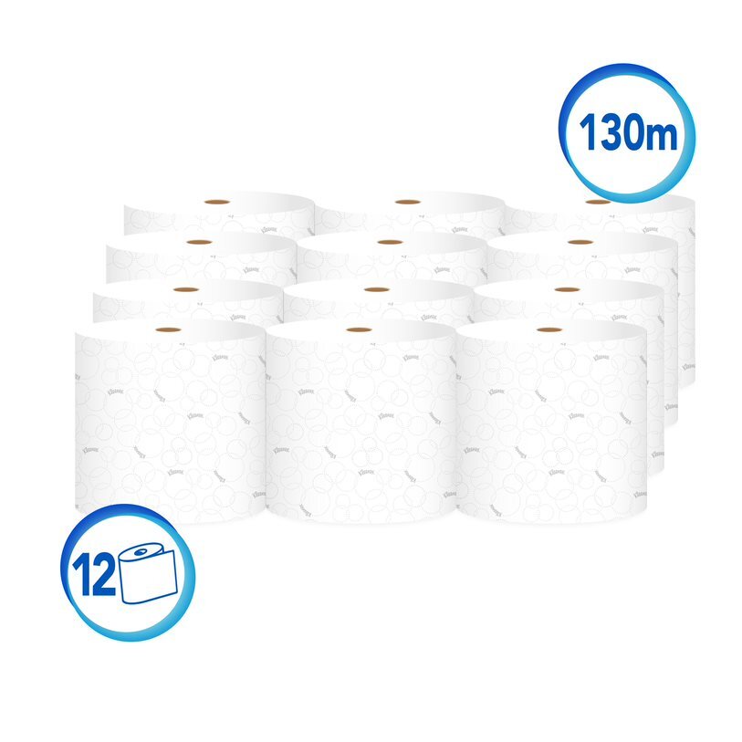 Kleenex® Toalla de Manos en Rollo Blanca 30240058 - 130m/Rollo, 12 Rollos/caja (1560 Total) - S059669603