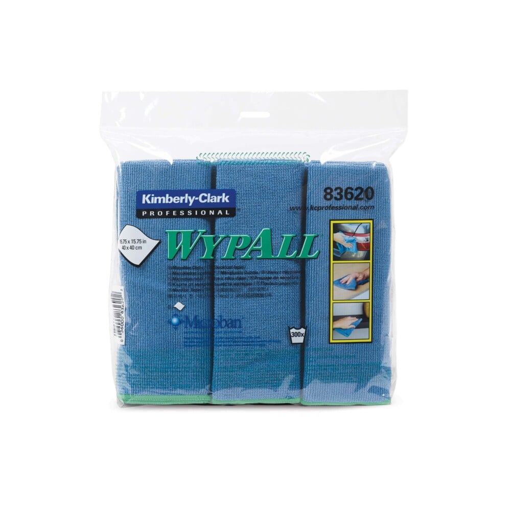 WypAll® Paños de microfibra Azul, 30202269, Paños de Limpieza, 4 paquetes x 24 paños (96 en total) - S050068777