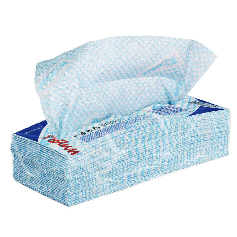 WypAll® X50 Critical Clean™ Farbcodierte Reinigungstücher 7441 – Blaue Reinigungstücher – 6 Packungen x 50 Farbcodierte Reinigungstücher mit Interfold-Faltung (insges. 300) - 7441