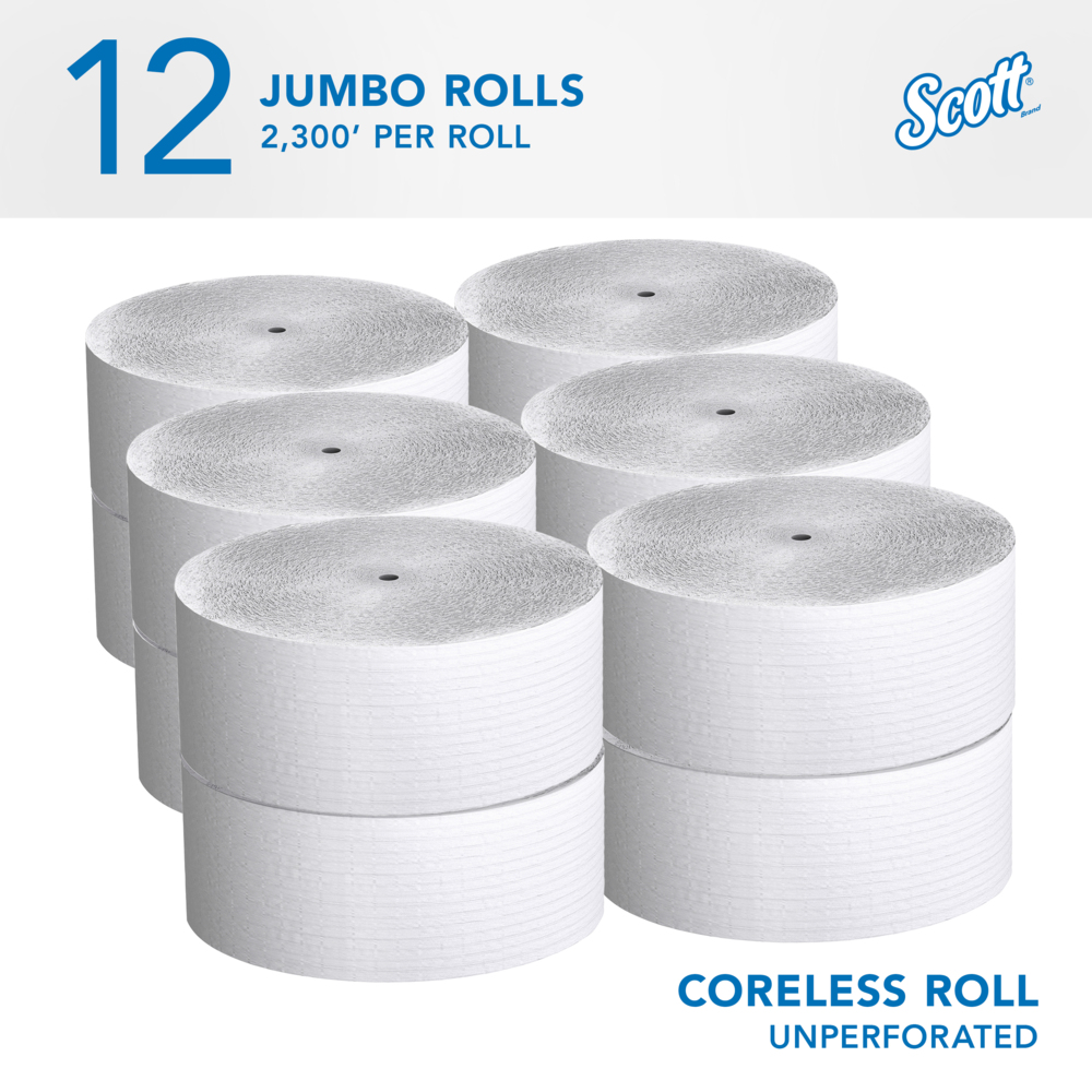 Scott® Coreless High-Capacity Jumbo Roll Toilet Paper (07005), 1-Ply ...