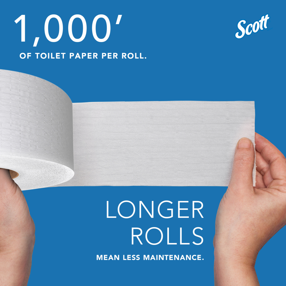 Scott® High-Capacity Jumbo Roll Toilet Paper (07805), 2-Ply, White,  Non-perforated, (1,000'/Roll, 12 Rolls/Case, 12,000'/Case)